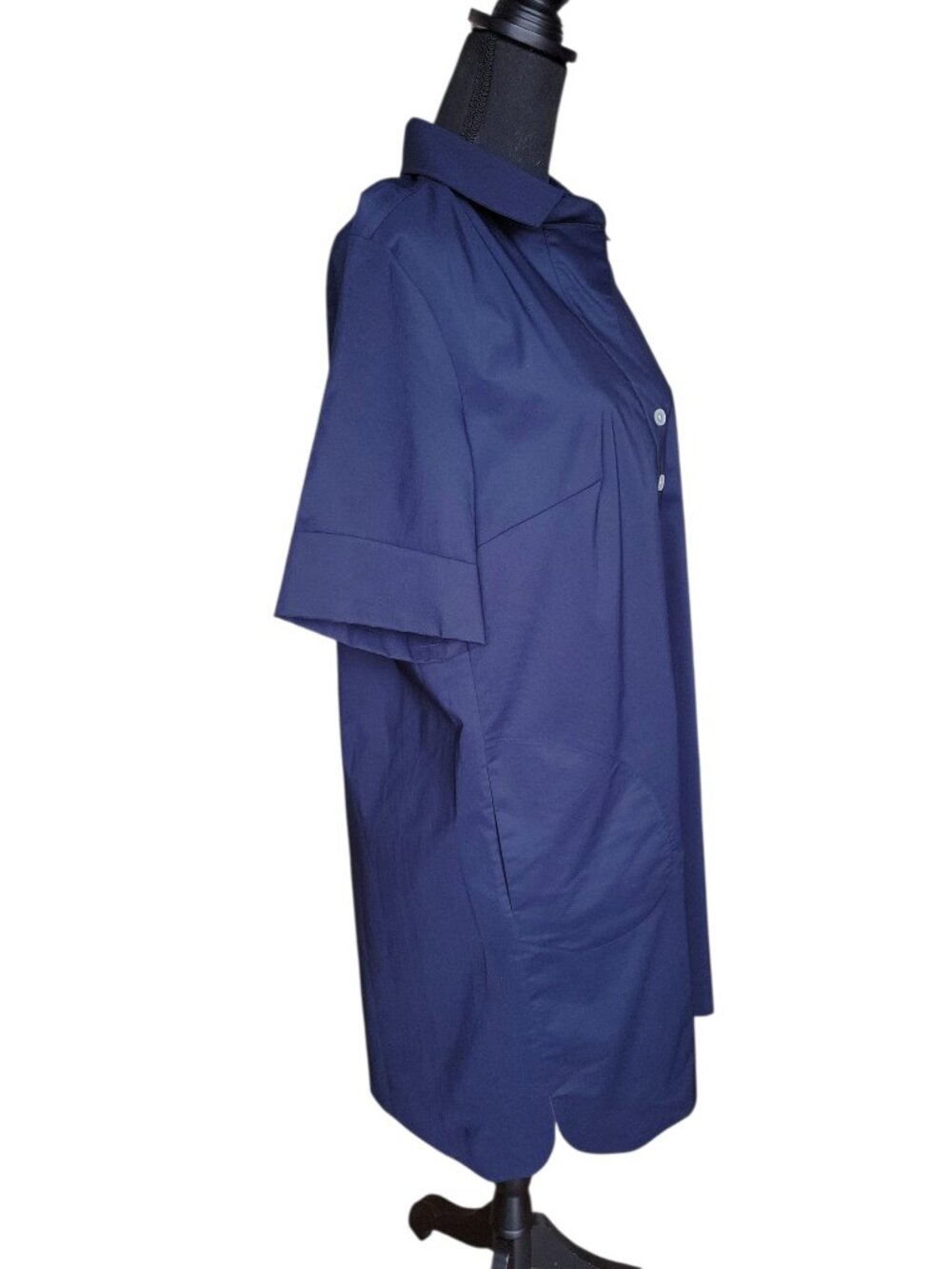 Hinson Wu NWT Navy Blue Aileen Short Sleeve Button Back Dress Women's Size L - Picture 7 of 13